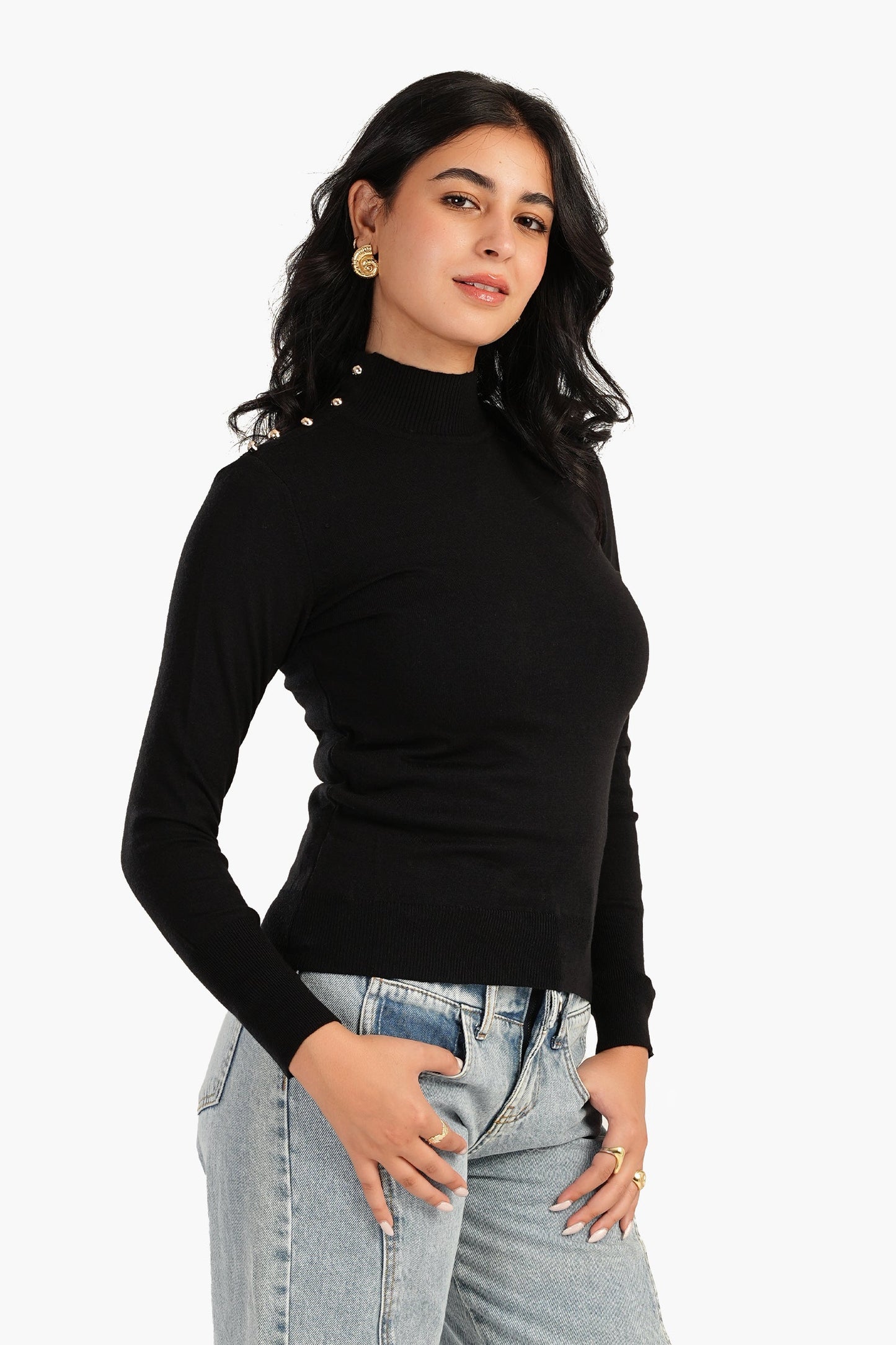 Carina Pullover with Buttoned Shoulder