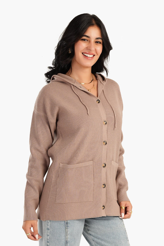 كارديجان محبوك بغطاء للرأس