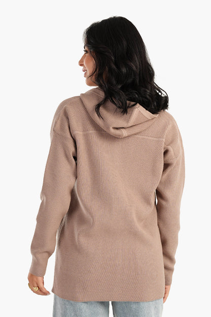 كارديجان محبوك بغطاء للرأس