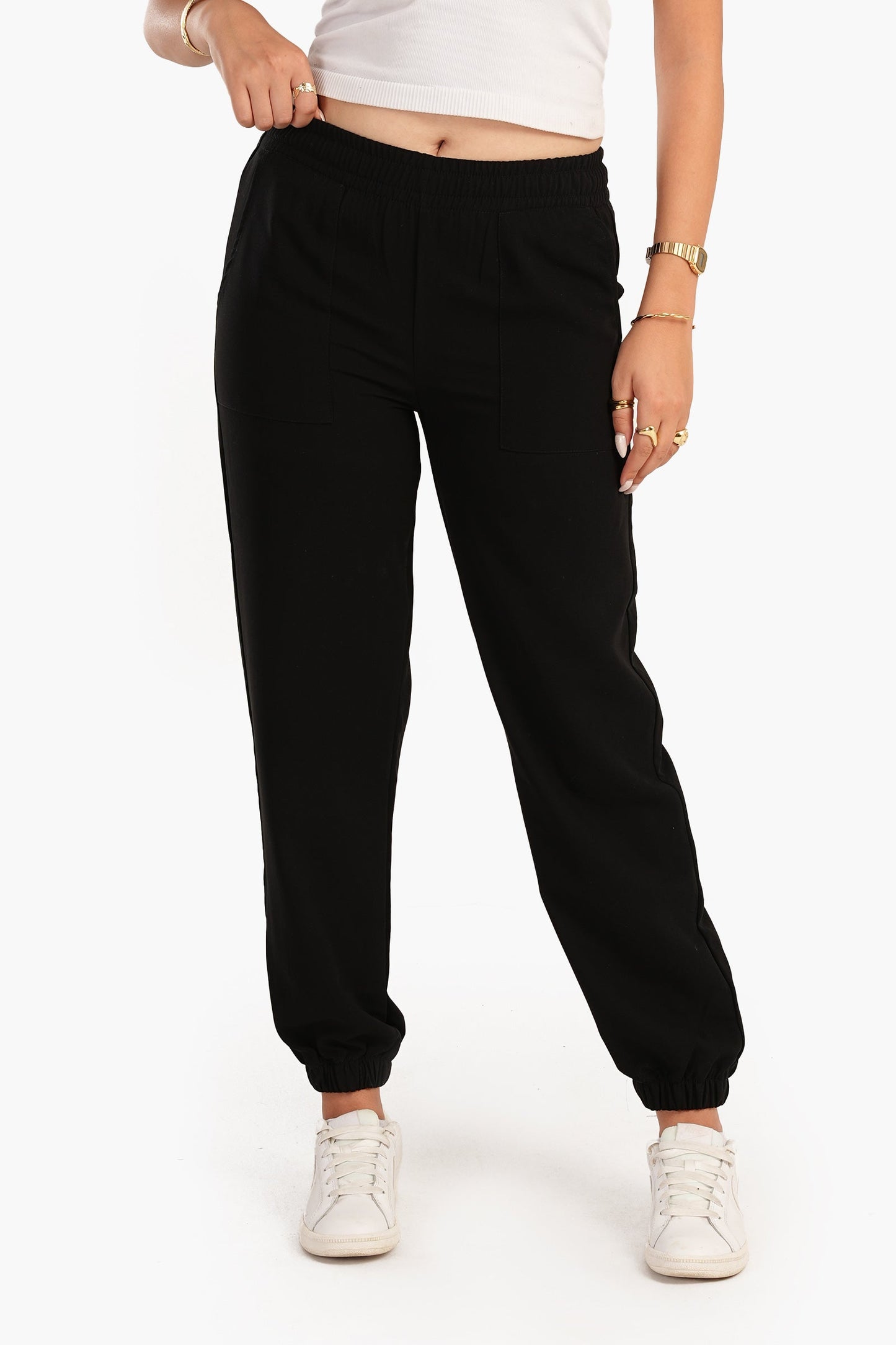 Carina Acrylic Black Joggers