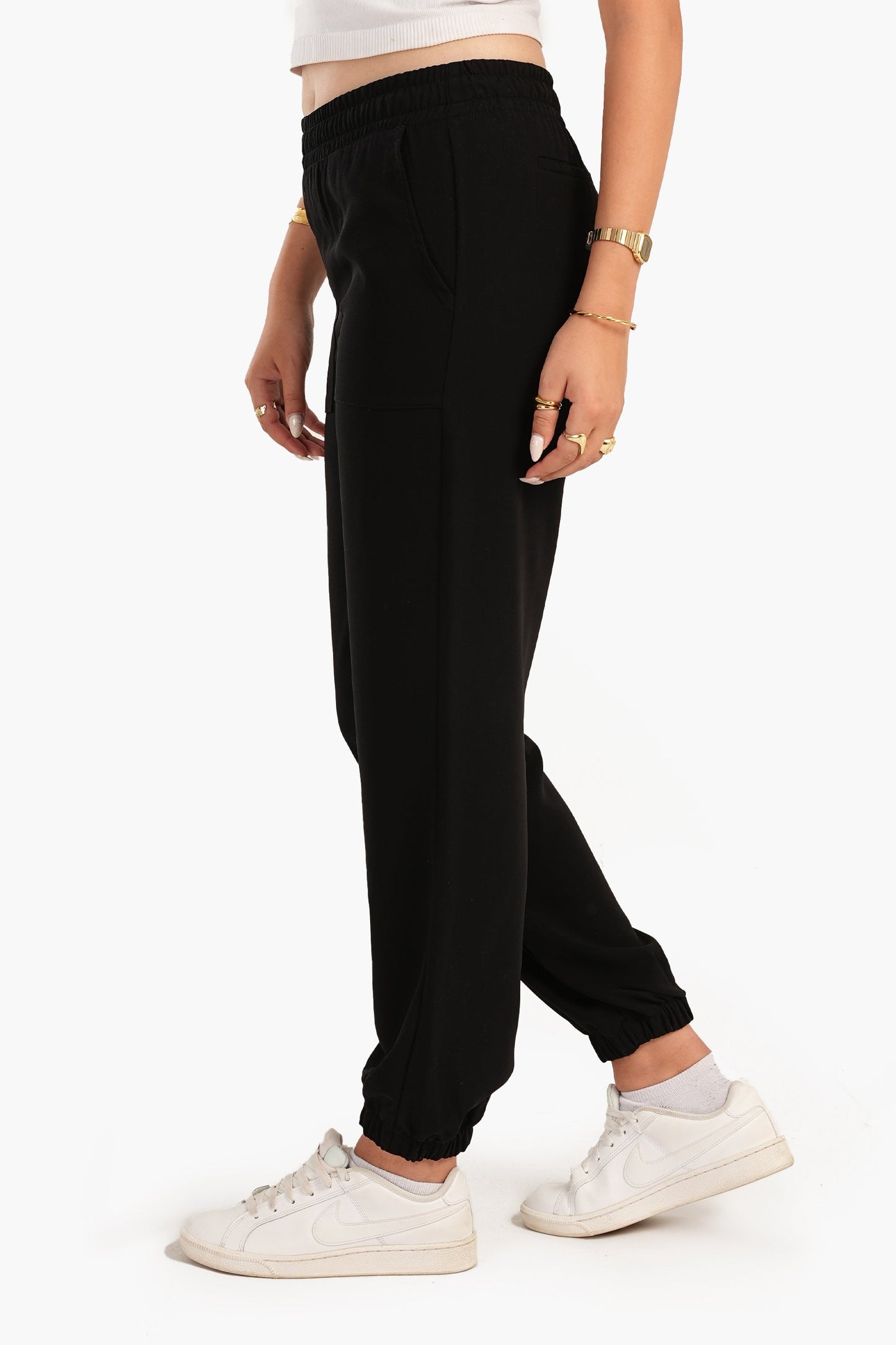 Carina Acrylic Black Joggers