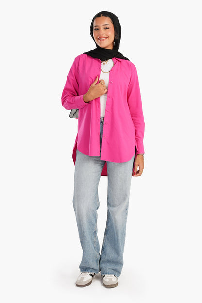 قميص بأكمام طويلة غير متماثلة