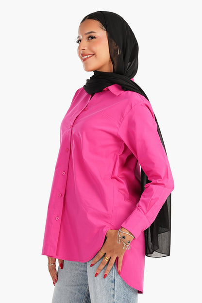 قميص بأكمام طويلة غير متماثلة