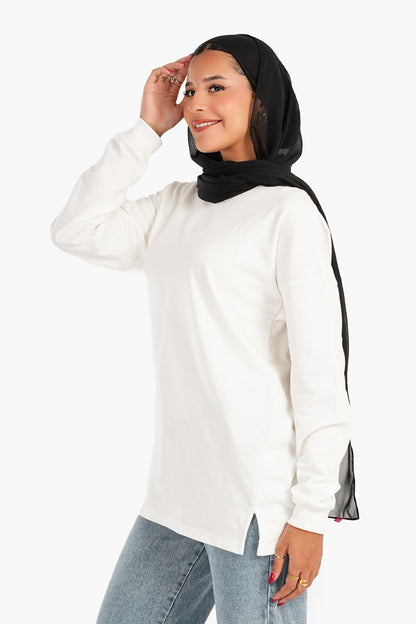 تي شيرت قطني بكتف منسدل