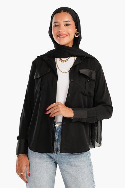 Carina Flap Pockets Crepe Shirt