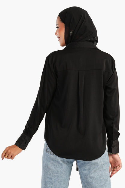 قميص كريب بجيوب قابلة للطي