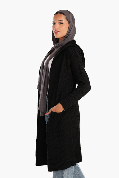 كارديجان بغطاء رأس محبوك بالكابل