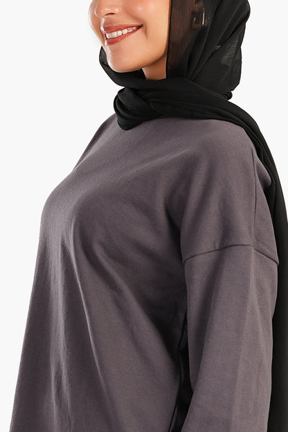 تي شيرت قطني بكتف منسدل