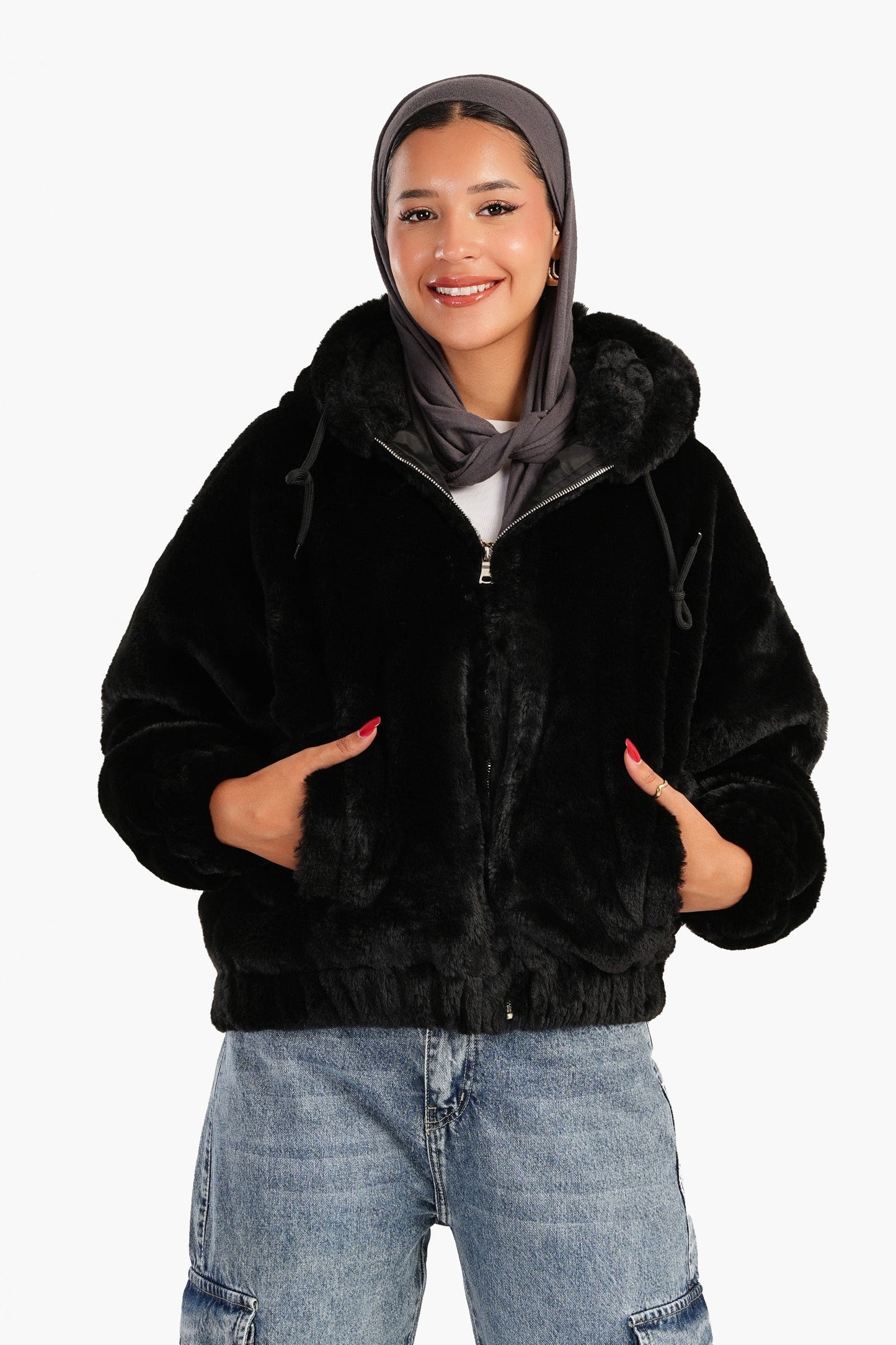 Fluffy Fur Bomber Jacket