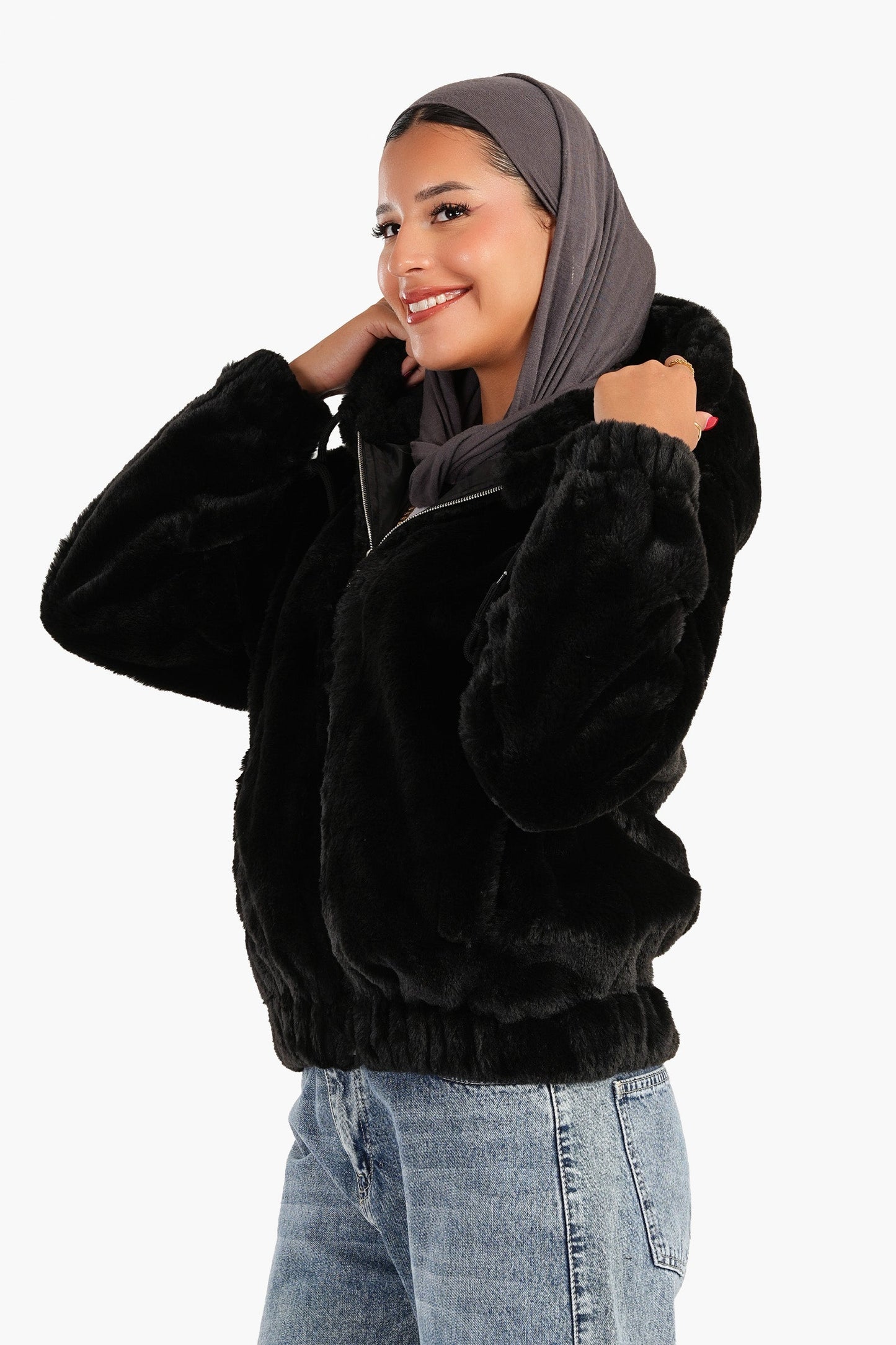 Fluffy Fur Bomber Jacket