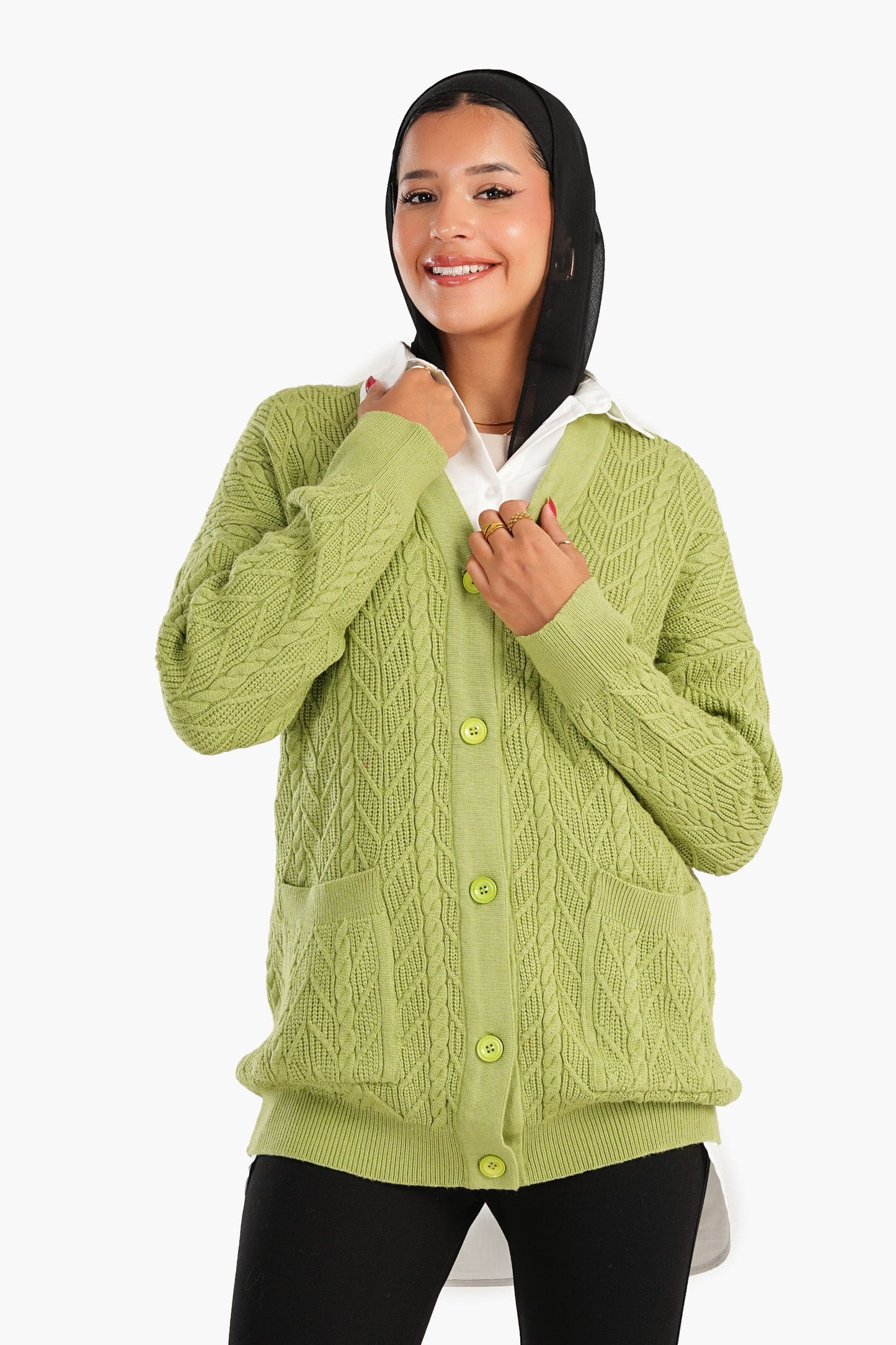 Carina Cardigan with Ribbed Elastic Hem