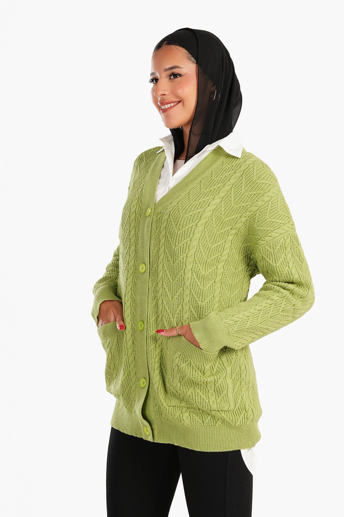 Carina Cardigan with Ribbed Elastic Hem