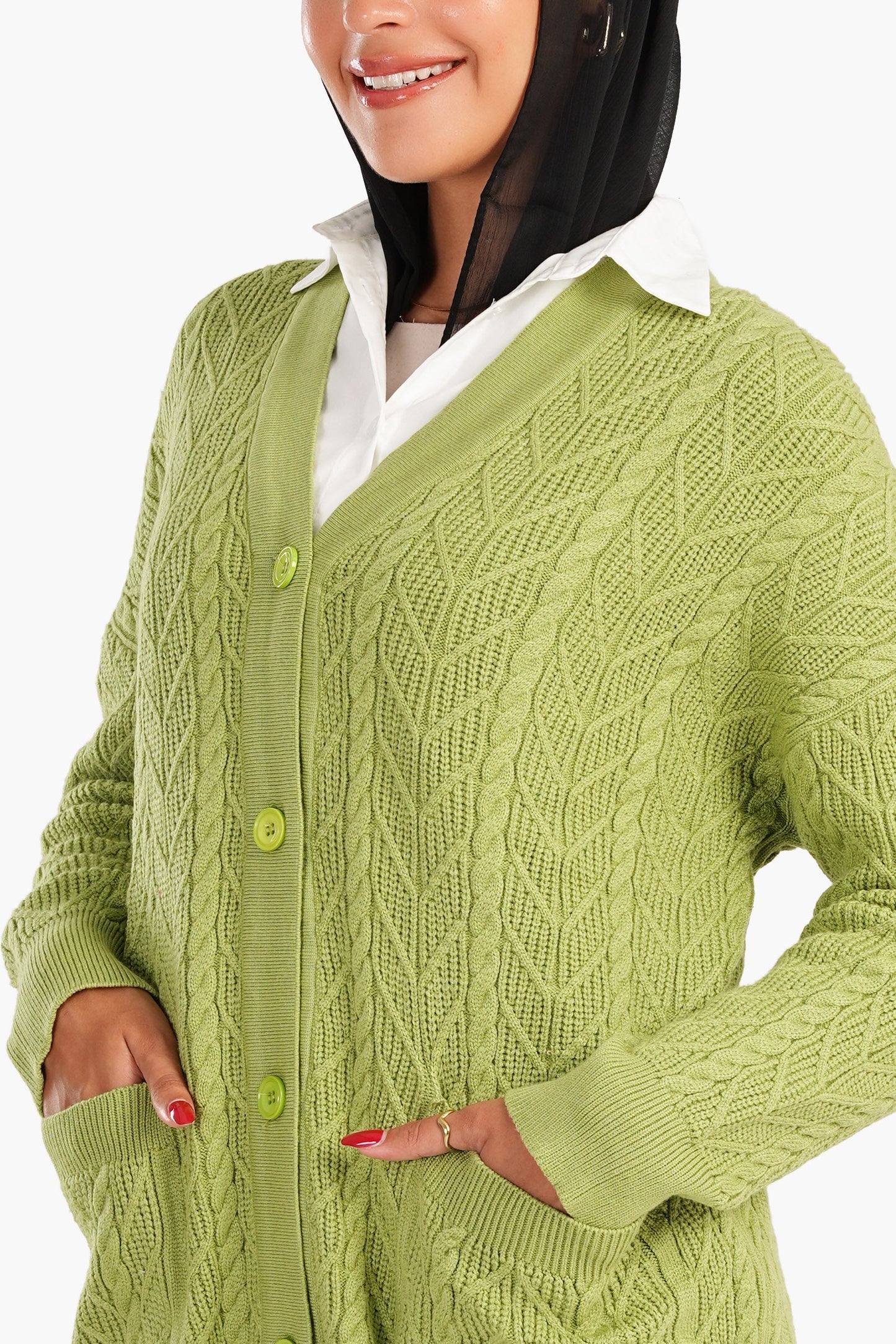 Carina Cardigan with Ribbed Elastic Hem