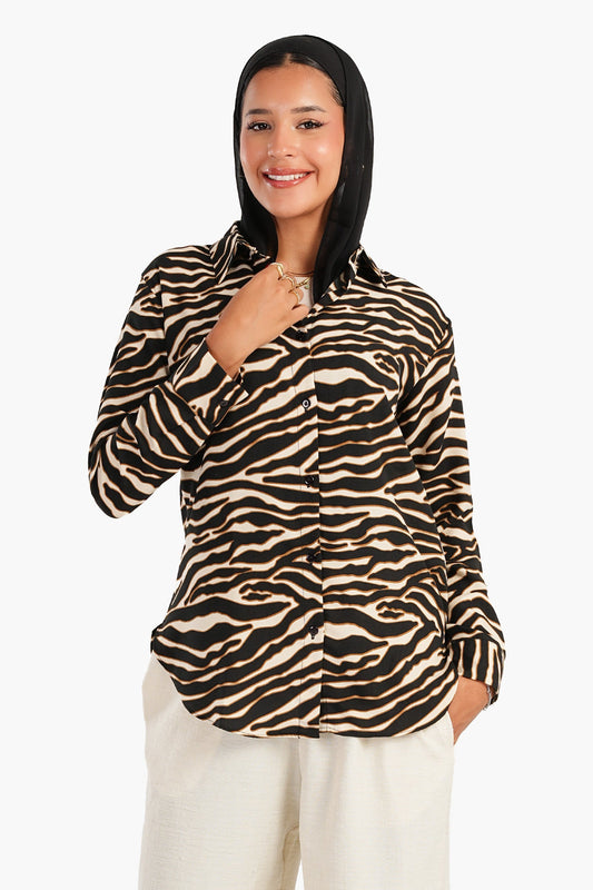 Carina Voile Zebra Print Shirt