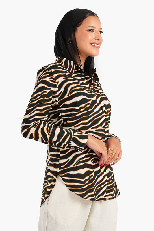 Carina Voile Zebra Print Shirt