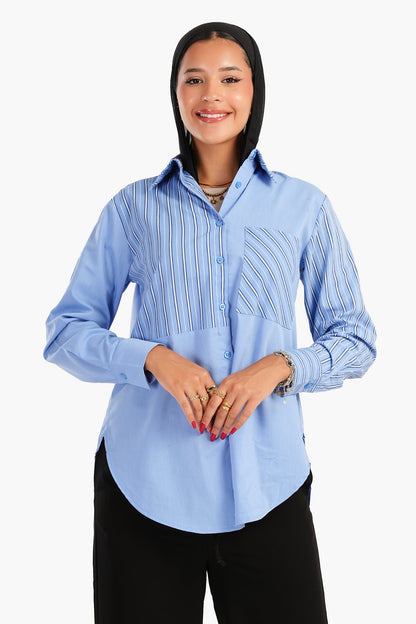 Carina Blue Poplin Basic Shirt