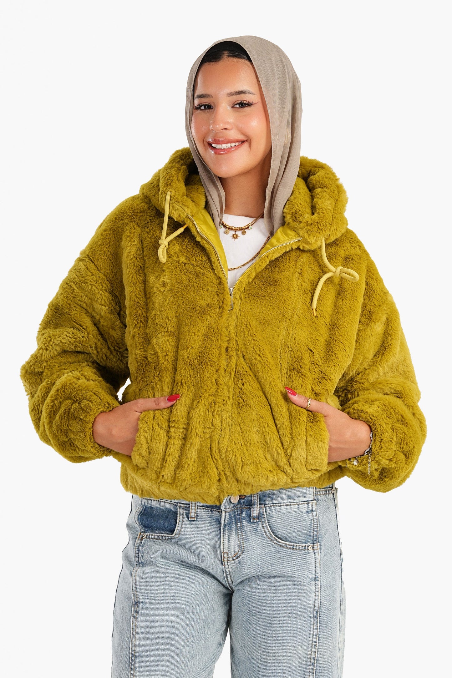 Fluffy Fur Bomber Jacket