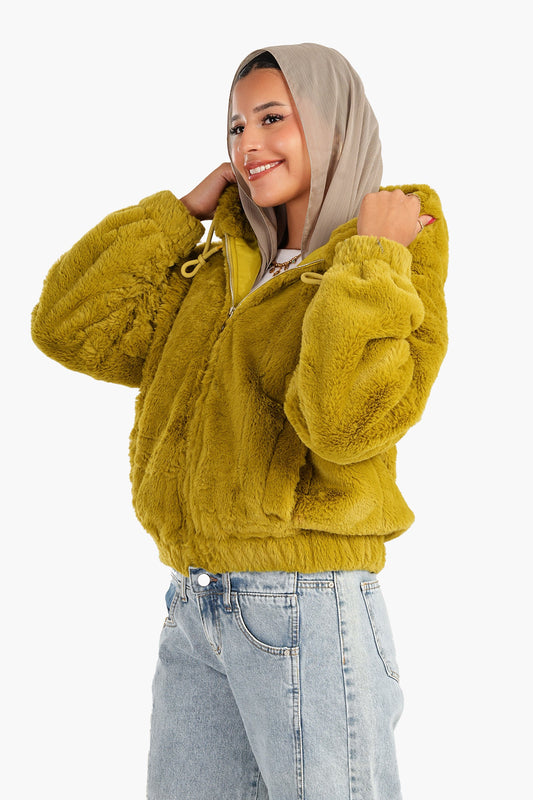 Fluffy Fur Bomber Jacket