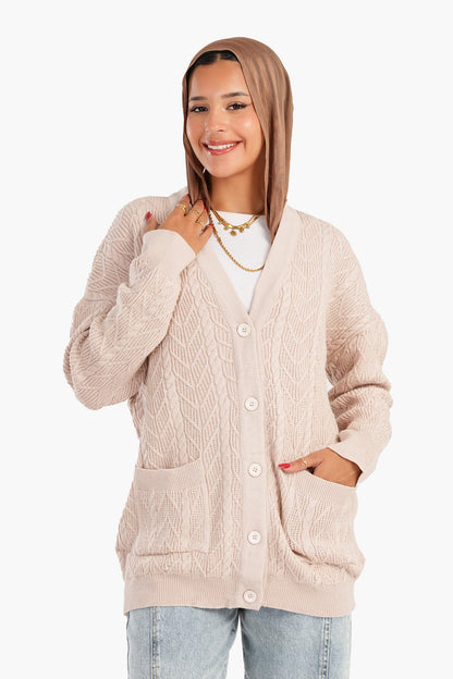 Carina Cardigan with Ribbed Elastic Hem