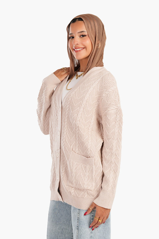 Carina Cardigan with Ribbed Elastic Hem