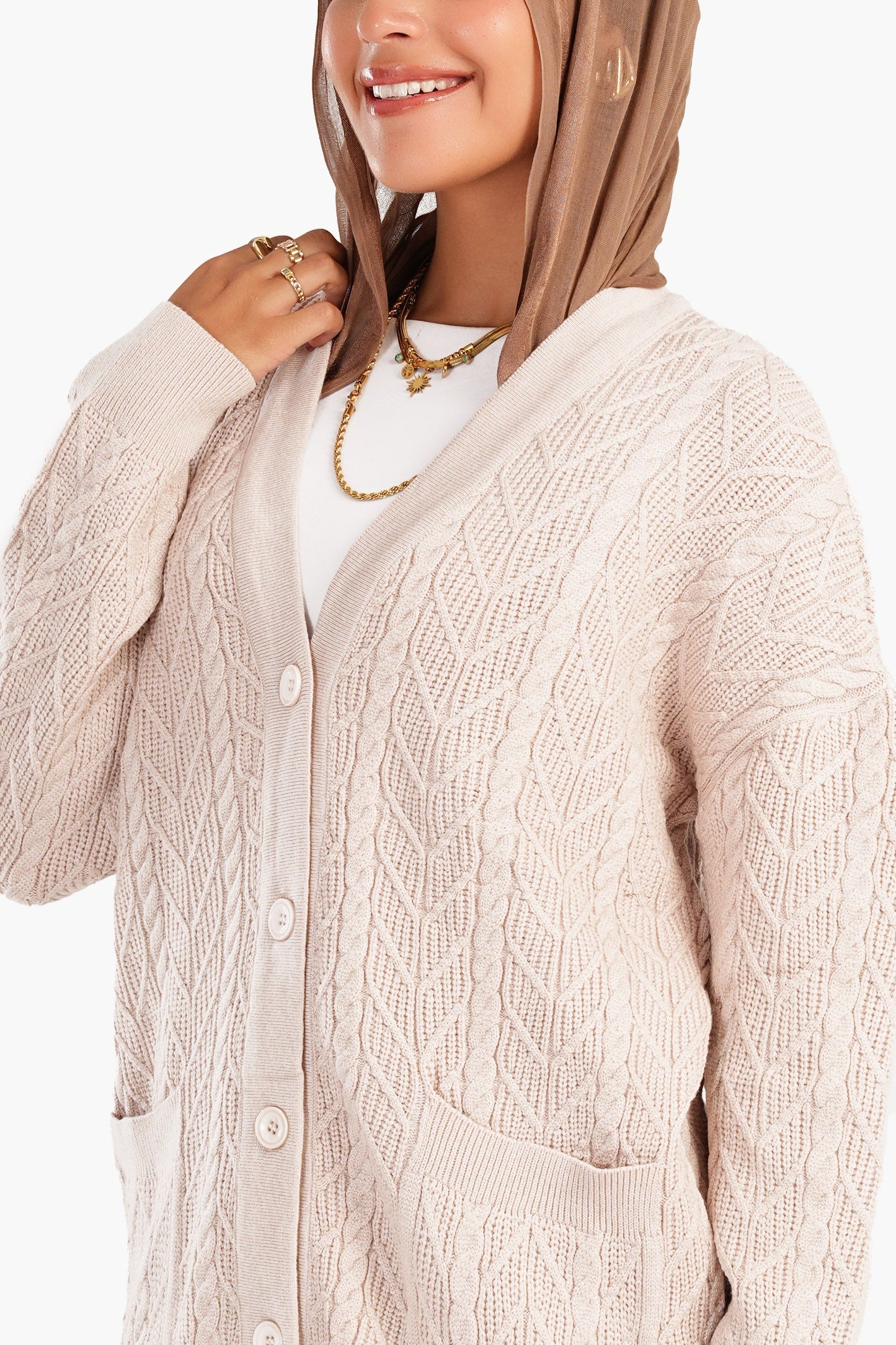 Carina Cardigan with Ribbed Elastic Hem