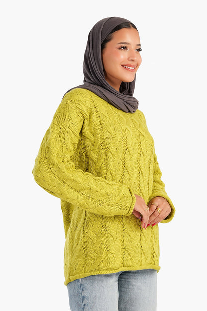 بلوفر محبوك برقبة دائرية