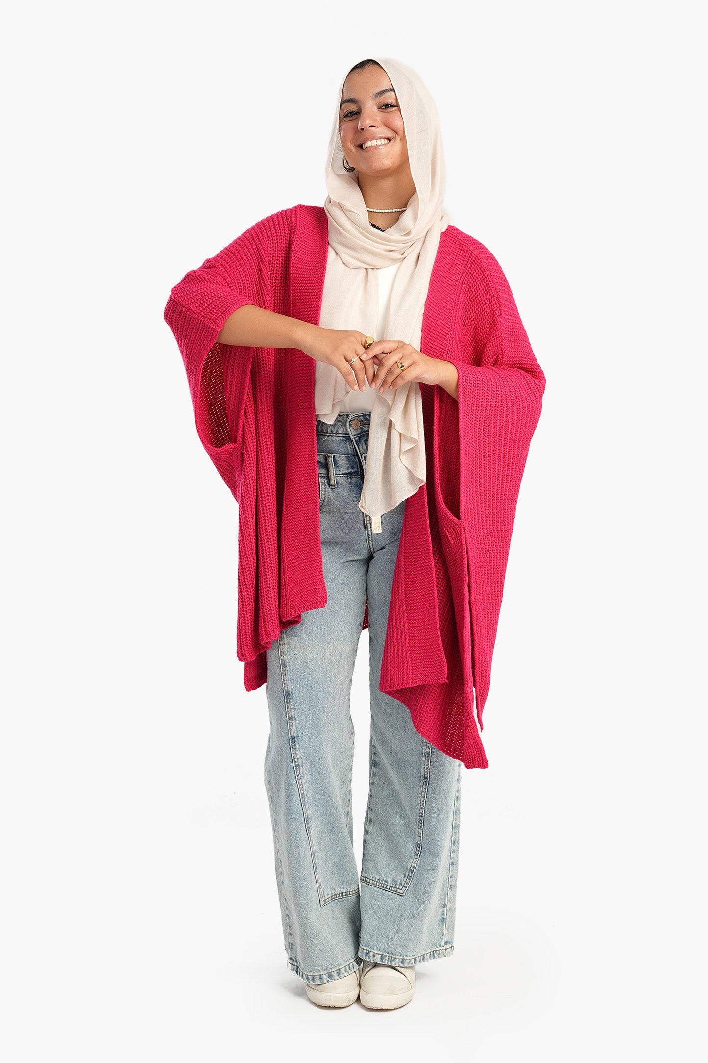 Knitted Wool Open Front Poncho