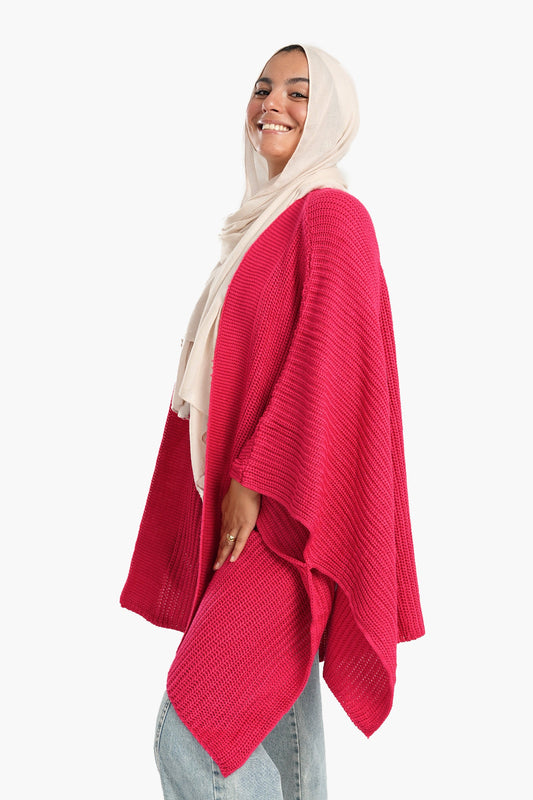 Knitted Wool Open Front Poncho