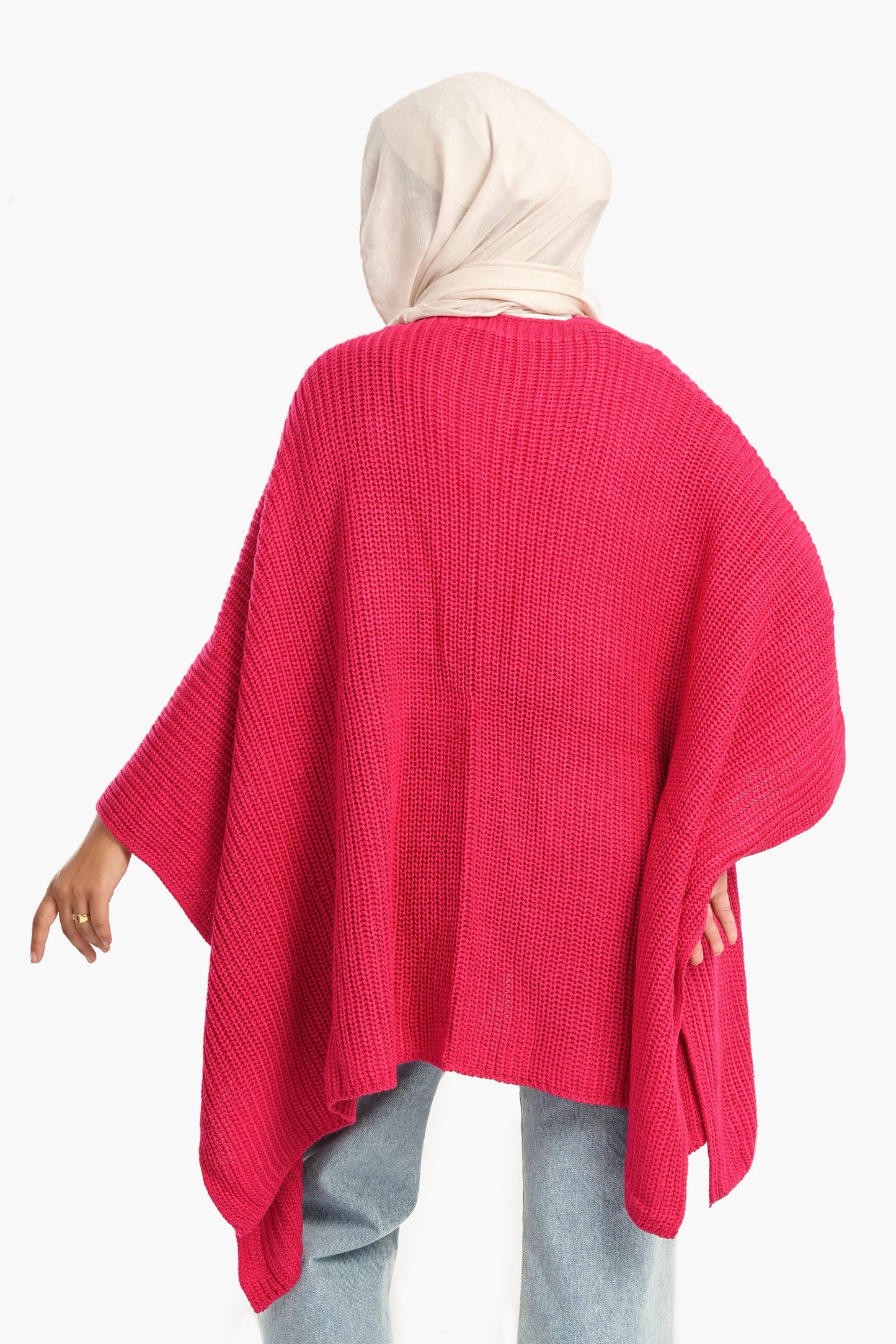 Knitted Wool Open Front Poncho