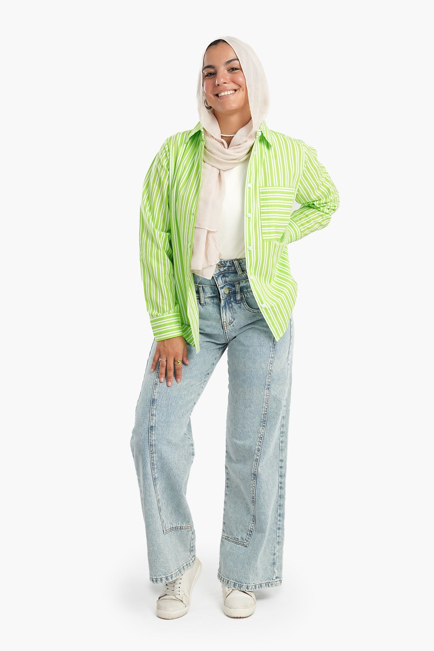 Lime Casual Striped Shirt