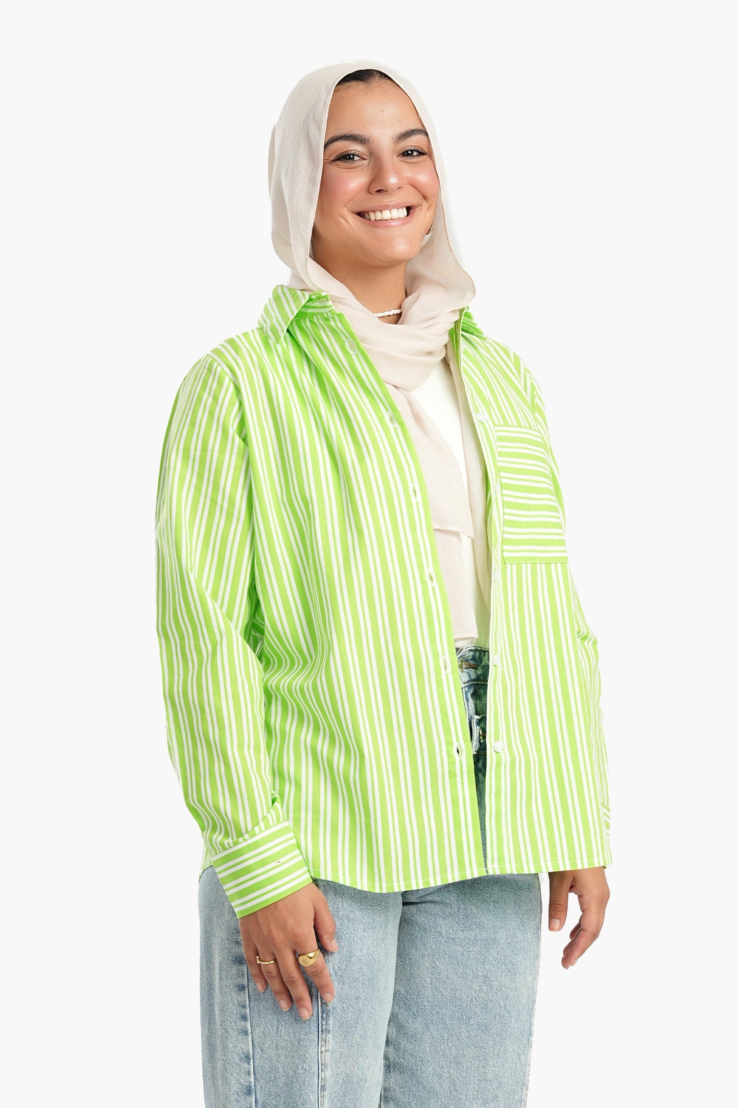 Lime Casual Striped Shirt