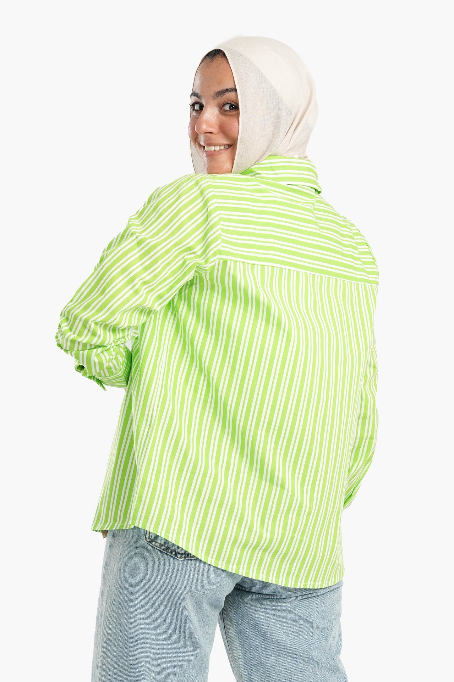 Lime Casual Striped Shirt