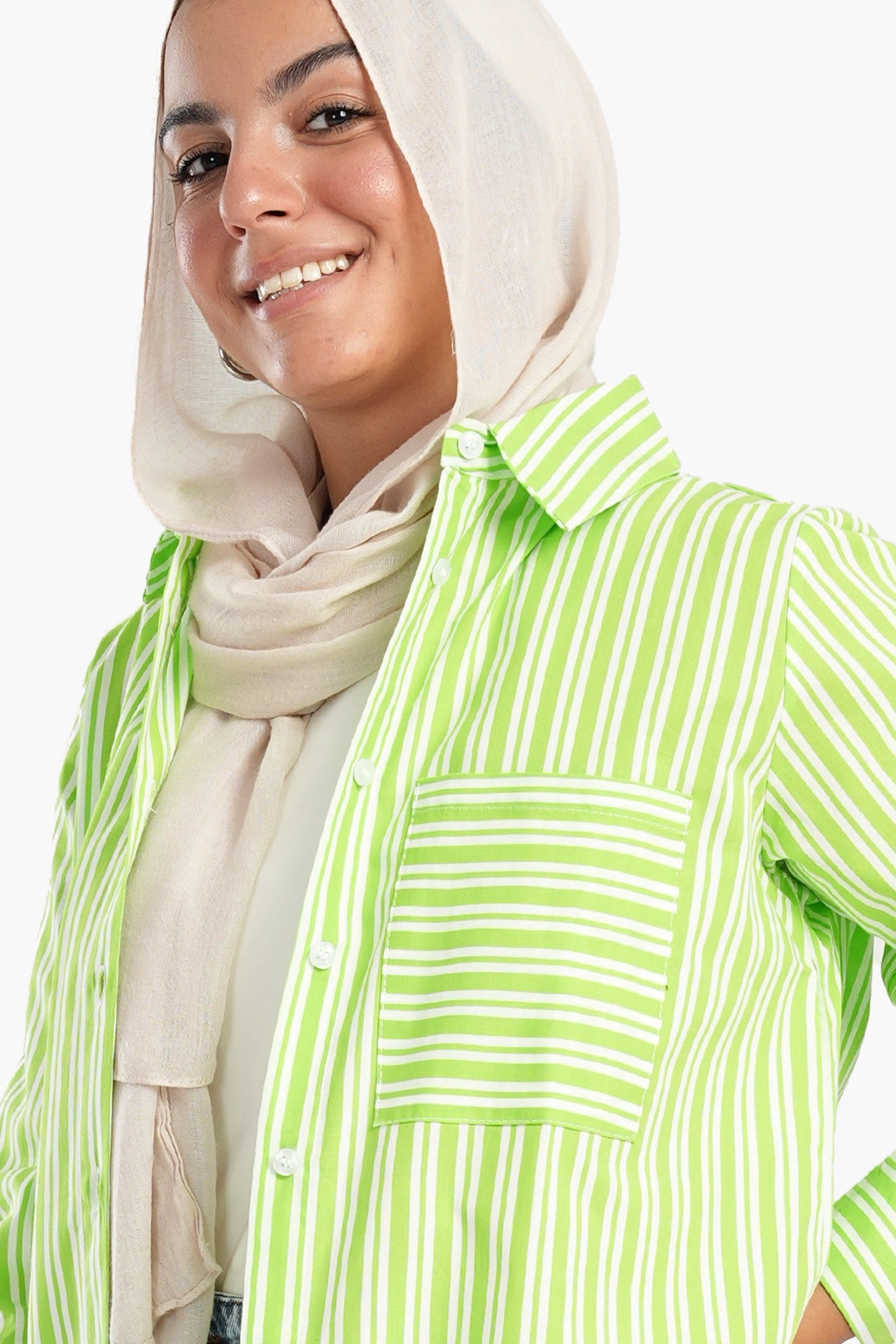 Lime Casual Striped Shirt