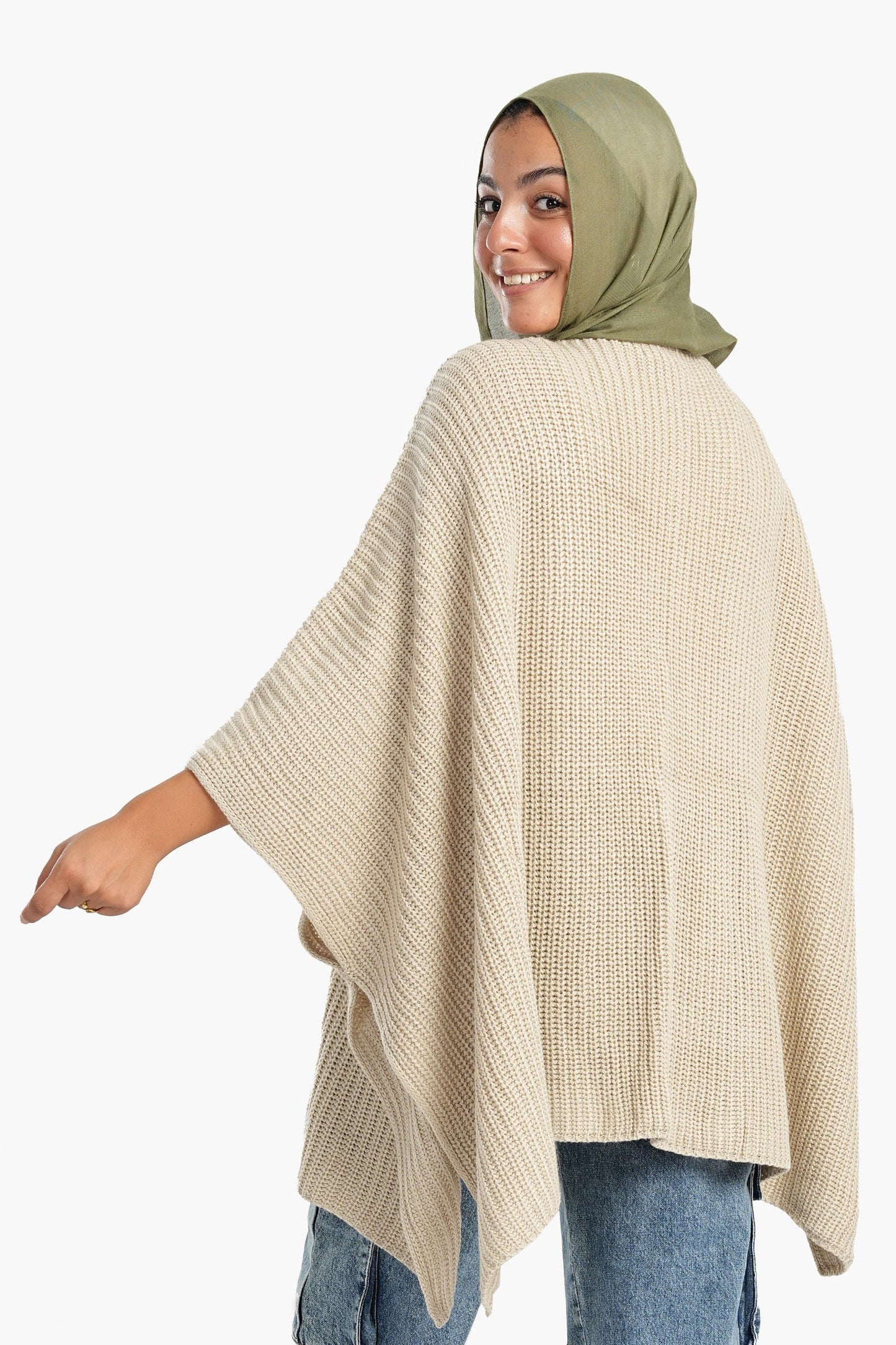 Knitted Wool Open Front Poncho