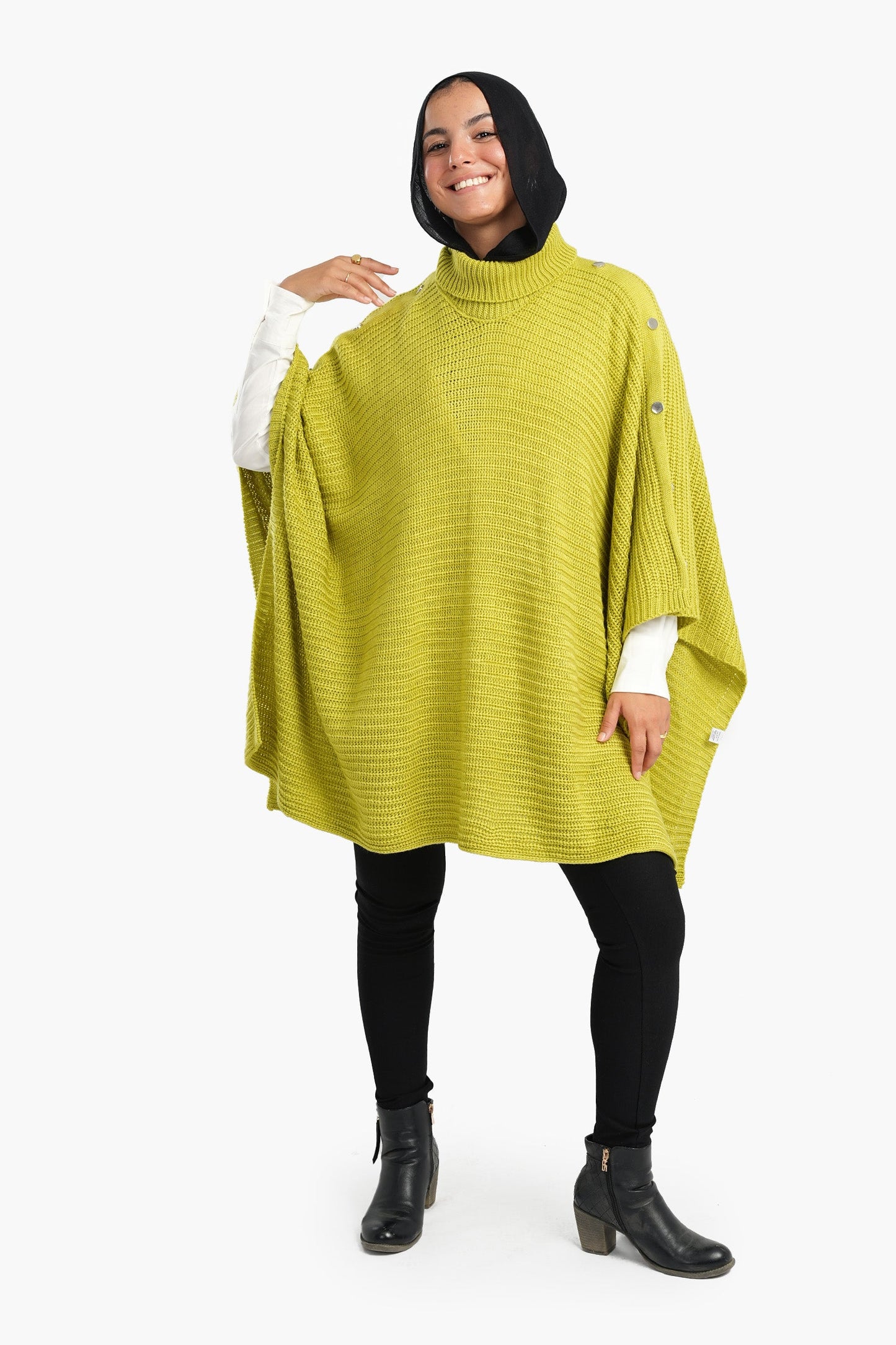 Poncho with Shoulder Metal Buttons