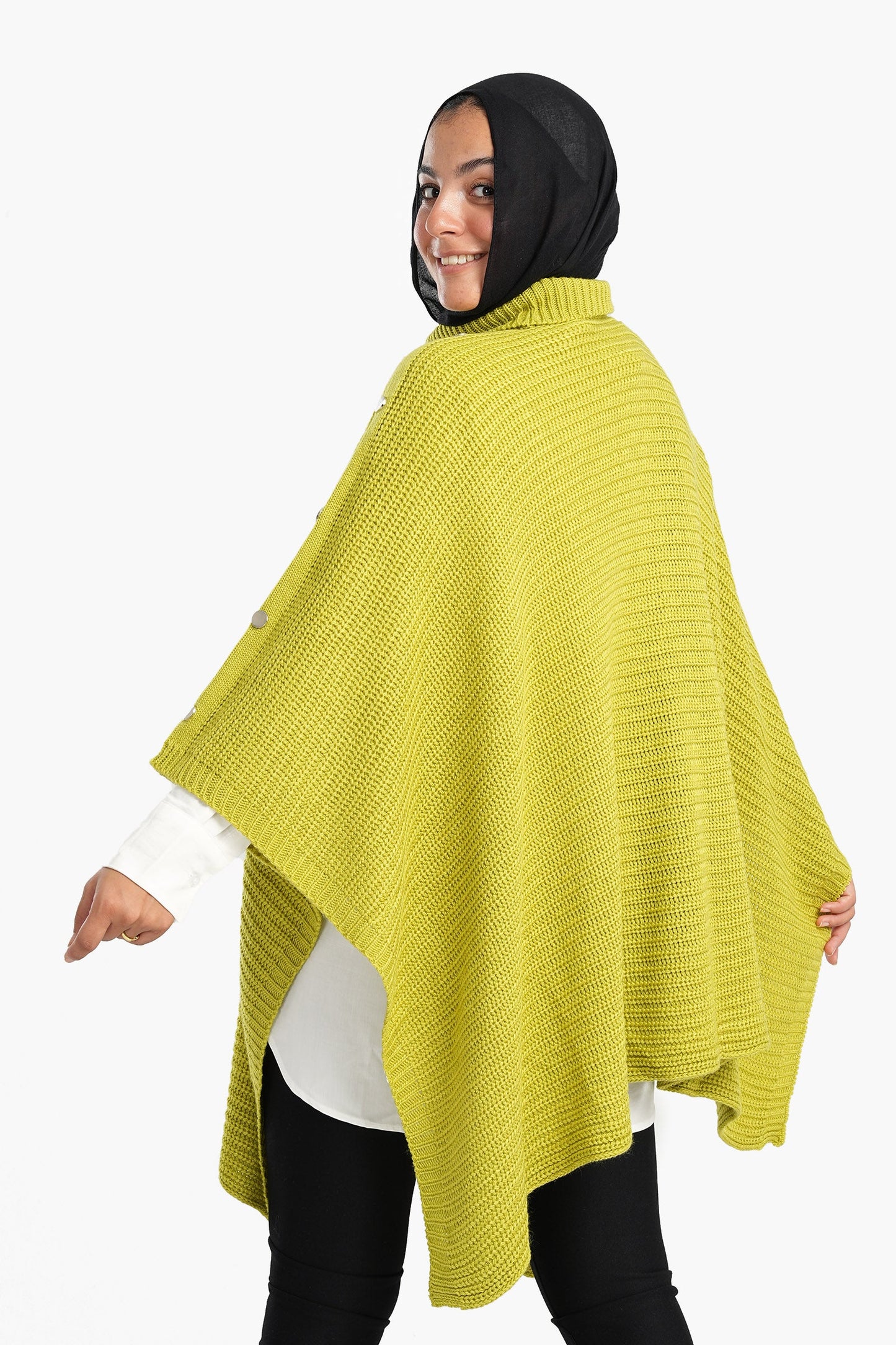 Poncho with Shoulder Metal Buttons