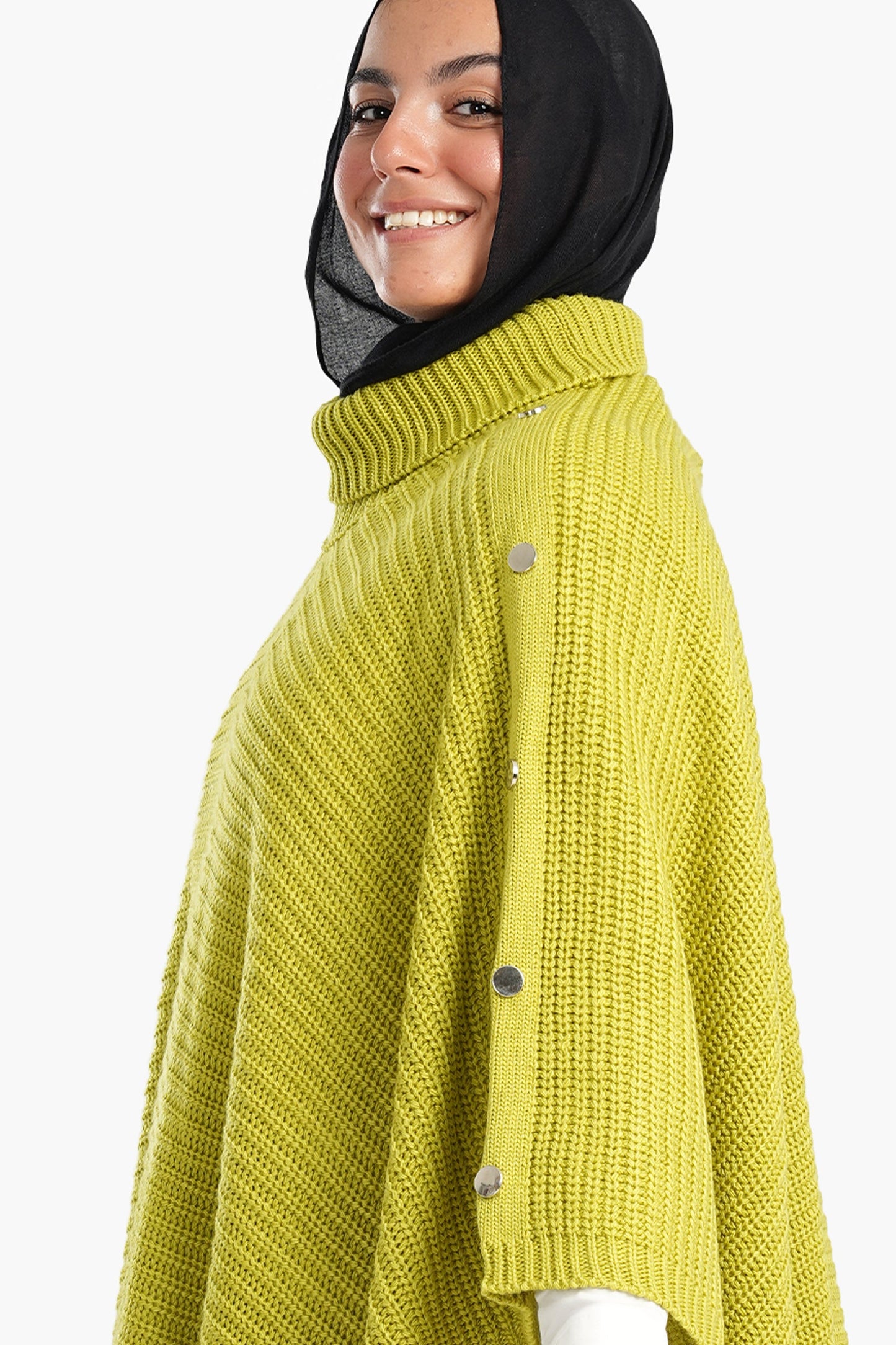 Poncho with Shoulder Metal Buttons