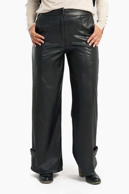 Wide Leg Leather Pants