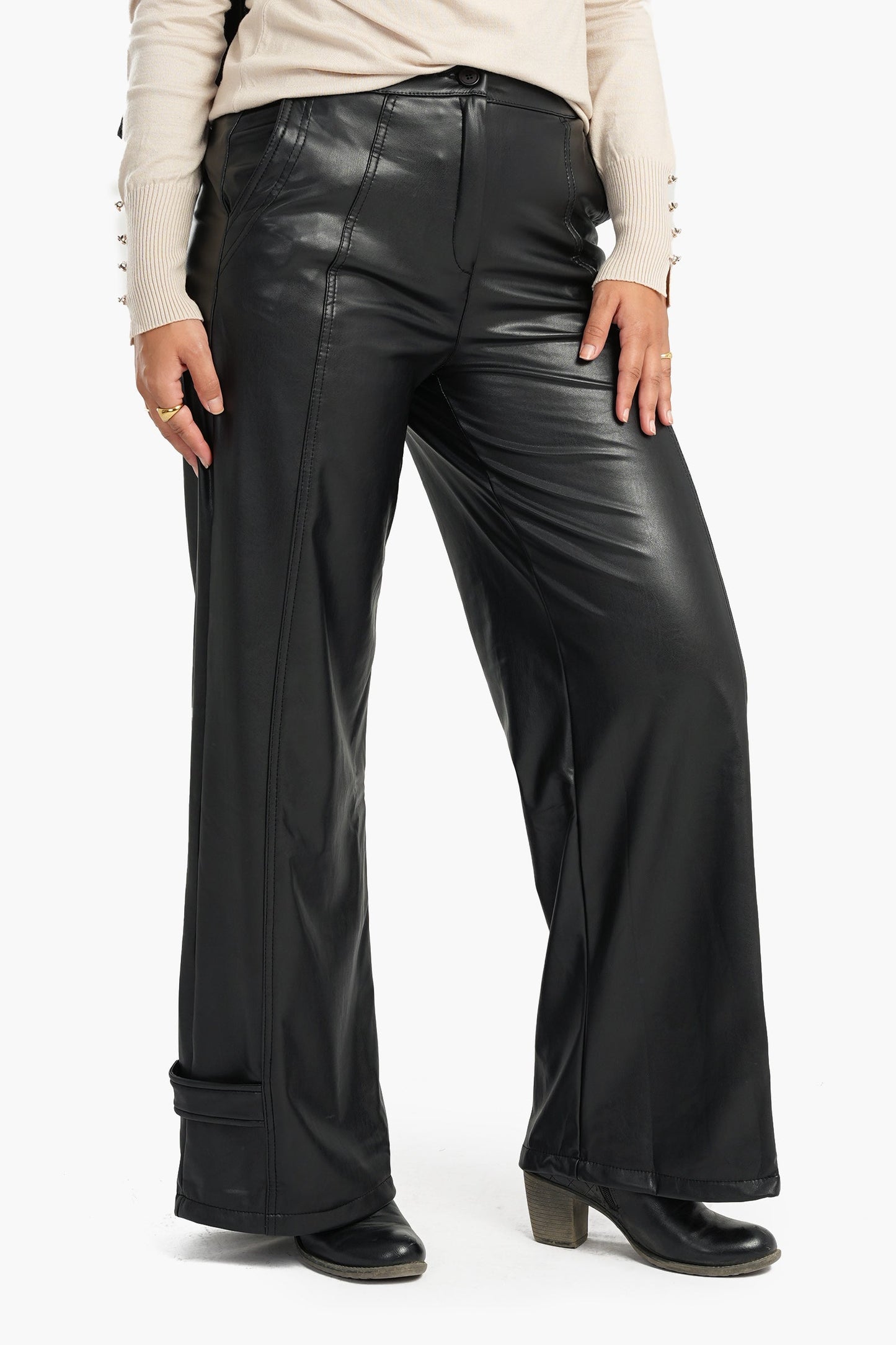 Wide Leg Leather Pants