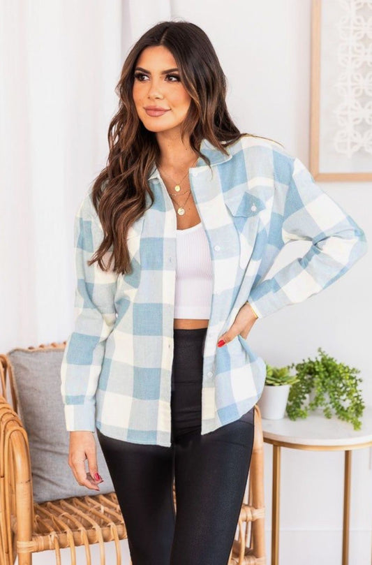 Baby Blue Checkered Shirt