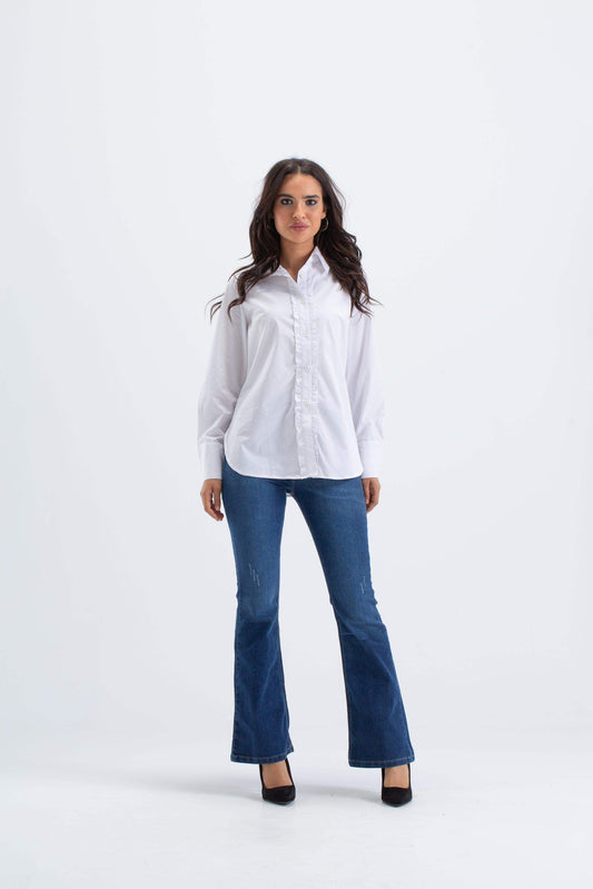 Carina Classic Shirt with Front Ruffles