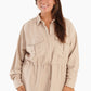 Linen Shirt with Waist Drawstring