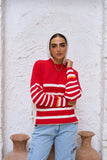 Soft Pullover with White Stripes