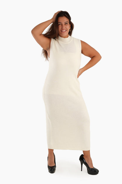 Wool Sleeveless Slim Fit Dress