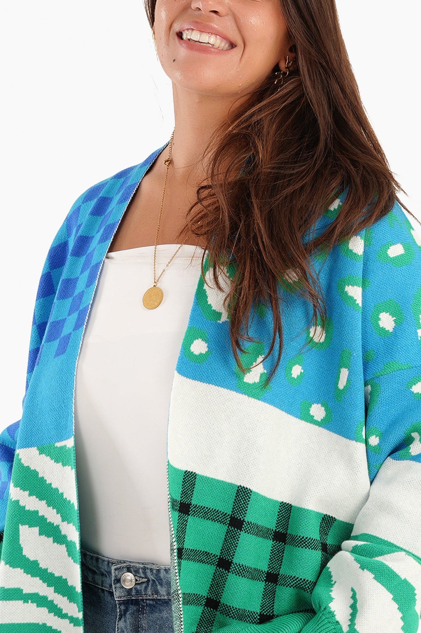 Colorful Dropped Shoulder Cardigan