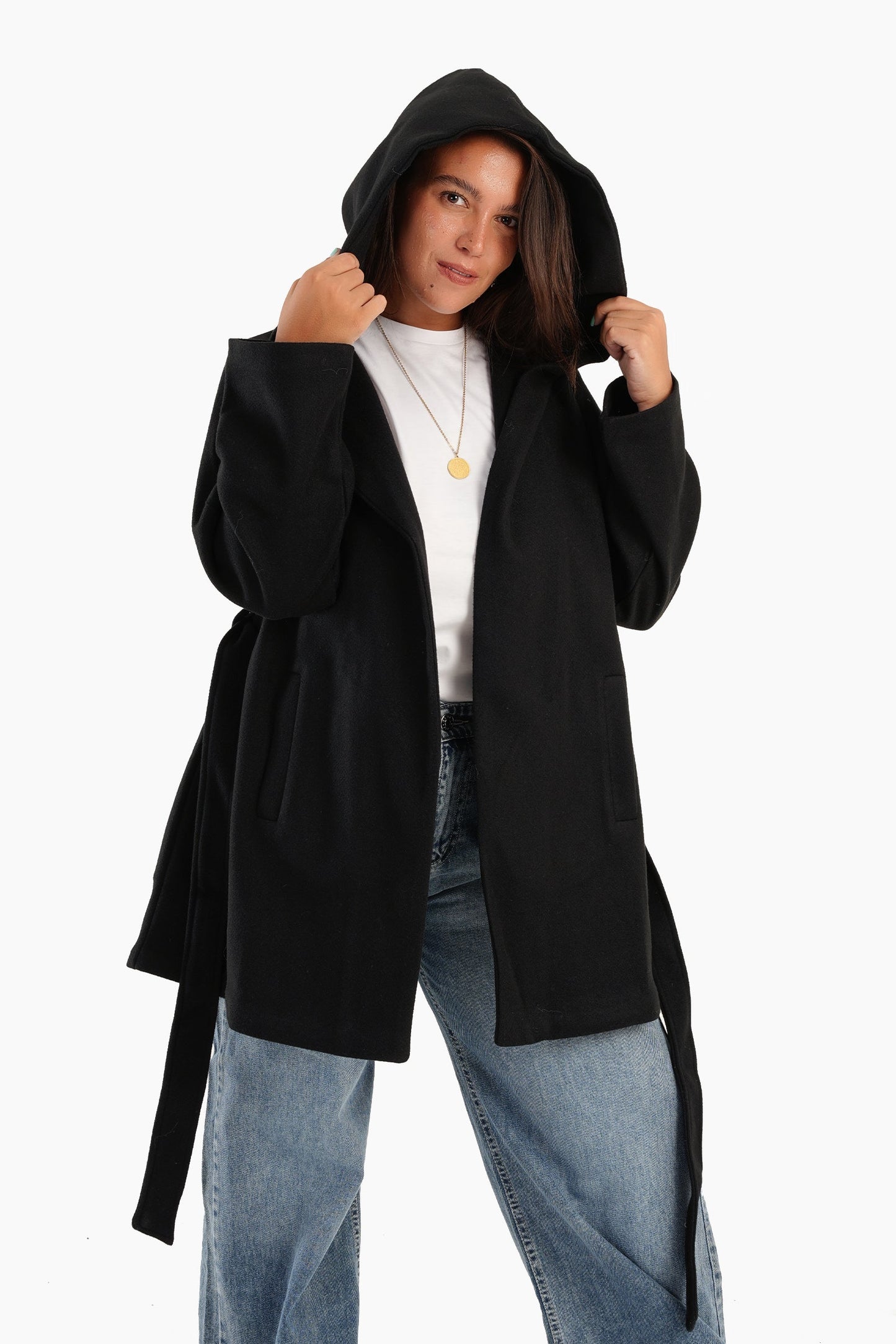 Wool Blend Hooded Coat