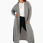 Ribbed Long Open Front Cardigan