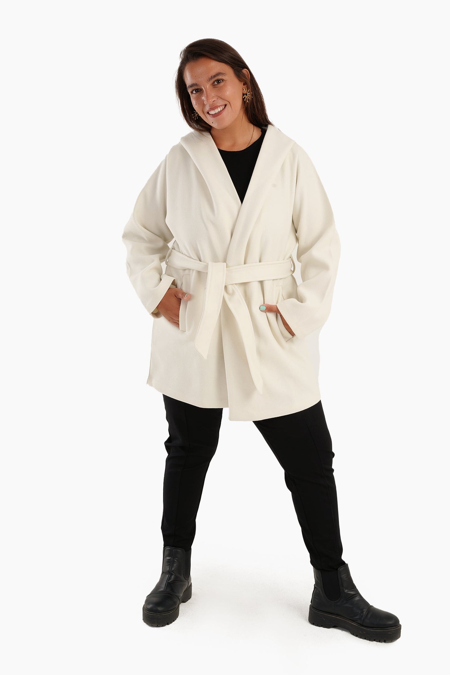 Wool Blend Hooded Coat