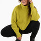 Lime Front Zipper Knitted Sweater