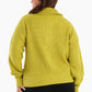 Lime Front Zipper Knitted Sweater